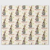 かわいい赤と緑のキノコのクリスマス名前をカスタムする ラッピングペーパー (フラット)