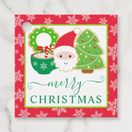 かわいい赤と緑のクッキーとココアクリスマス フェイバータグ