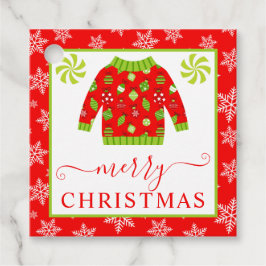 かわいい赤と緑のクリスマスジャンパー フェイバータグ