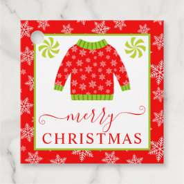 かわいい赤と緑のクリスマスジャンパー フェイバータグ