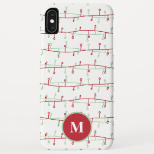 かわいい赤と緑のクリスマスライトモノグラム iPhone XS MAXケース