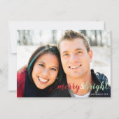 かわいい赤と緑のクリスマスライト家族写真 シーズンカード (正面)