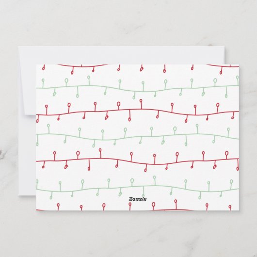 かわいい赤と緑のクリスマスライト家族写真 シーズンカード (裏面)