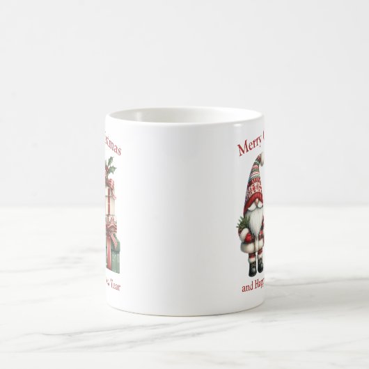 かわいい赤と緑のクリスマス格言とプレゼント コーヒーマグカップ (中央)