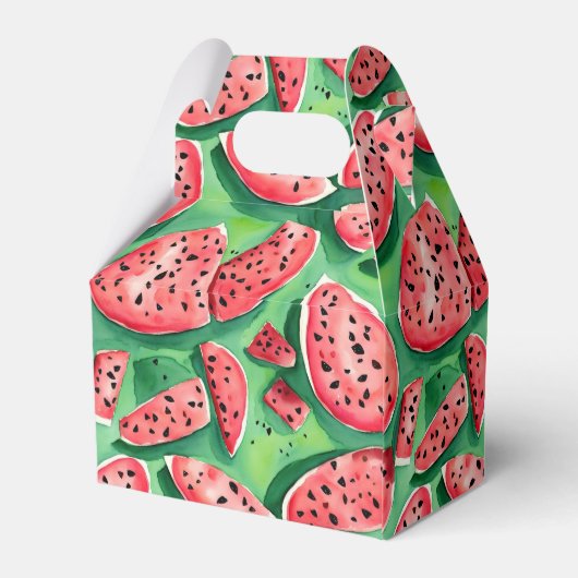かわいい赤と緑のスイカの水彩模様 フェイバーボックス (裏面サイド)