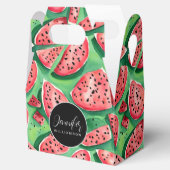 かわいい赤と緑のスイカの水彩模様 フェイバーボックス (オープン)