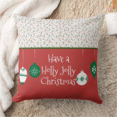 かわいい赤と緑のホリーすてきオーナメント クッション (ブランケット)