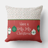 かわいい赤と緑のホリーすてきオーナメント クッション (正面)