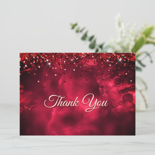 かわいい赤と緑のモノグラム大理石アート サンキューカード (スタンド正面)