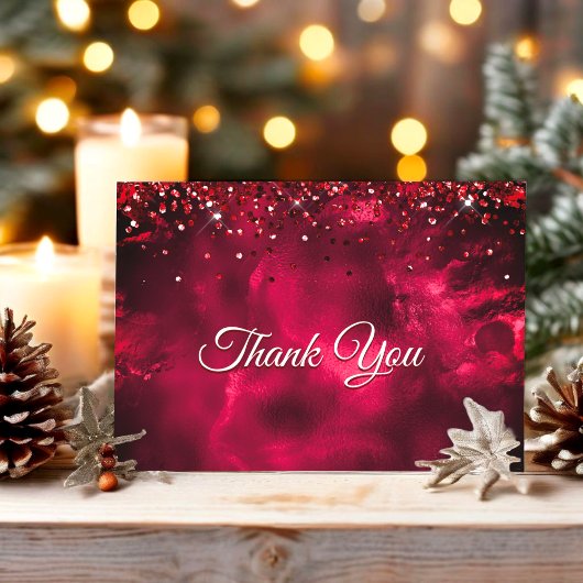 かわいい赤と緑のモノグラム大理石アート サンキューカード