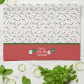 かわいい赤と緑の水彩緑 キッチンタオル (折り畳み)