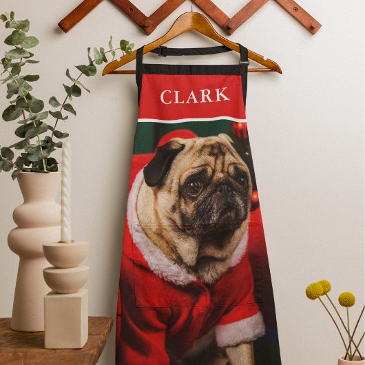かわいい赤と緑の犬の子犬ペットの写真名 エプロン