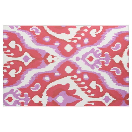 かわいい赤と蘭のイカットの部族柄 ファブリック (ファットクウォーター)