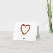 かわいい赤と金ゴールドストライプのハートバレンタインデー シーズンカード (裏面)