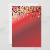 かわいい赤と金ゴールドストライプのハートバレンタインデー 招待状 (裏面)