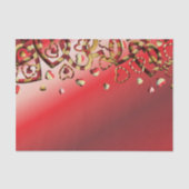 かわいい赤と金ゴールドストライプのハートバレンタインデー 薄葉紙 (正面)