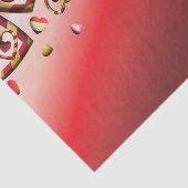 かわいい赤と金ゴールドストライプのハートバレンタインデー 薄葉紙 (詳細)