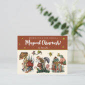 かわいい赤と金ゴールドメリー魔法キノコChristmas H シーズンカード (スタンド正面)