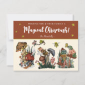 かわいい赤と金ゴールドメリー魔法キノコChristmas H シーズンカード (正面)