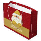 かわいい赤と金ゴールド水玉模様とサンタ ラージペーパーバッグ (裏面アングル)