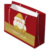 かわいい赤と金ゴールド水玉模様とサンタ ラージペーパーバッグ (正面アングル)