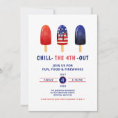 かわいい赤と青のポプシクル7月4日 招待状 (正面)