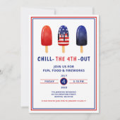 かわいい赤と青のポプシクル7月4日 招待状 (正面)