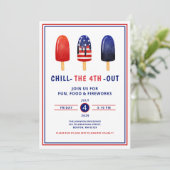 かわいい赤と青のポプシクル7月4日 招待状 (スタンド正面)