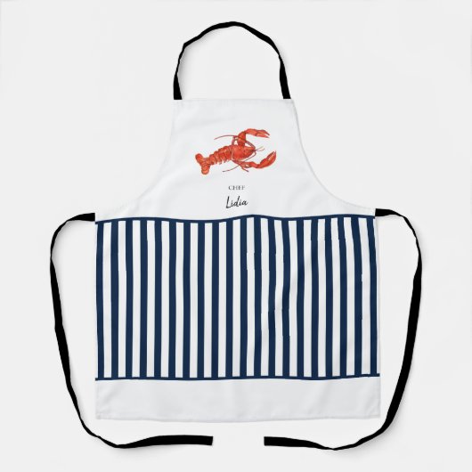 かわいい赤と青のロブスターエプロン エプロン (正面)