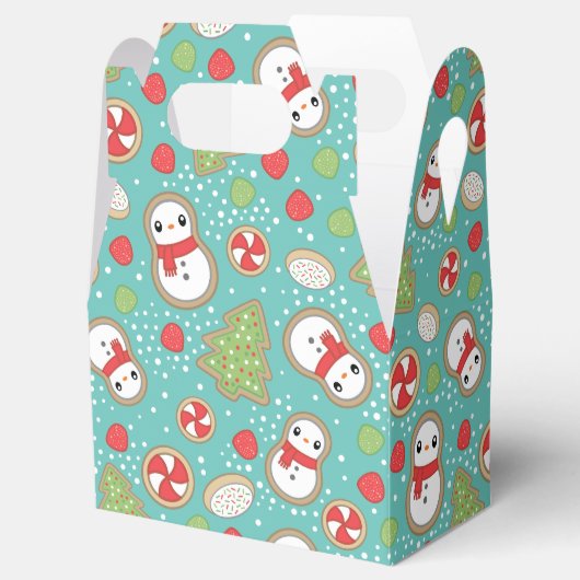 かわいい赤と青の休日ベーキングトリートパターン フェイバーボックス (オープン)