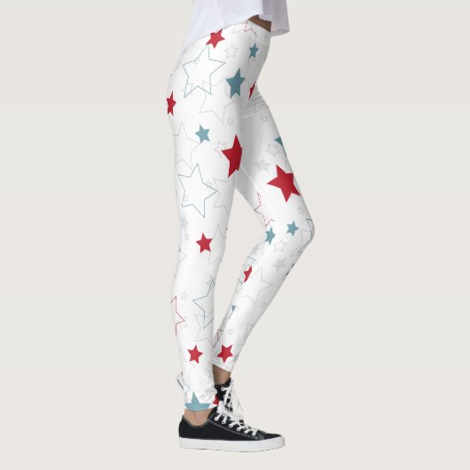かわいい赤と青の愛国心の星 レギンス (右)