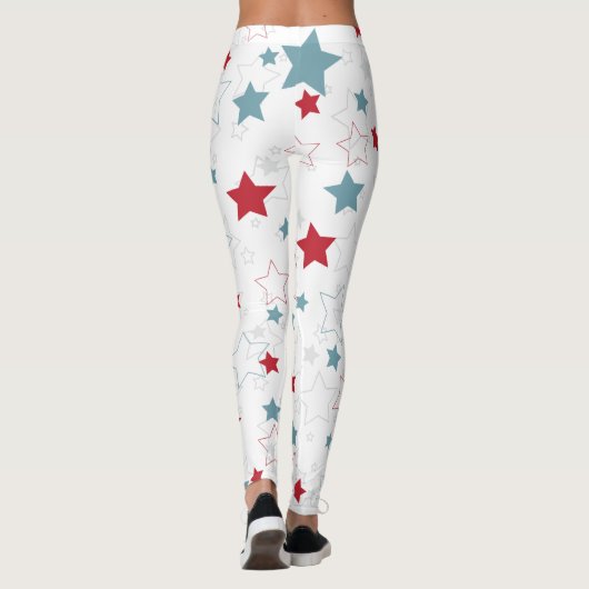 かわいい赤と青の愛国心の星 レギンス (裏面)