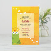 かわいい赤と黄色のプリンセスカエル誕生日 招待状 (スタンド正面)