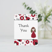 かわいい赤と黒のてんとう虫の感謝を伝えるポストカード ポストカード (スタンド正面)