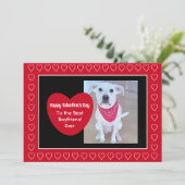 かわいい赤と黒のハートのバレンタインデーの写真 シーズンカード (スタンド正面)