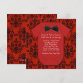 かわいい赤と黒のベイビーボーイシャワー 招待状 (正面/裏面)