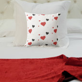 かわいい赤と黒の水玉模様ハート装飾用クッション クッション