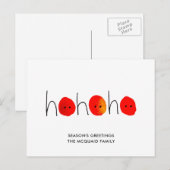 かわいい赤と黒ホホホハンドクリスマス色彩の鮮やかホホホホホホホハンドクリスマス シーズンポストカード (正面/裏面)