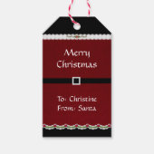 かわいい赤のホリデーサンタスーツメリークリスマス ギフトタグ (正面)