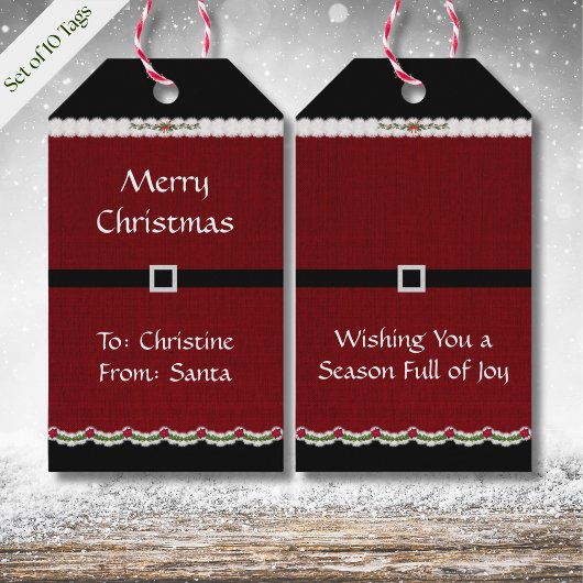 かわいい赤のホリデーサンタスーツメリークリスマス ギフトタグ