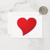 かわいい赤の大ハートミニマルなバレンタインデー ノートカード (正面/裏面インサイチュ)