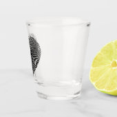 かわいい赤の愛の指紋ハートバレンタイン ショットグラス (右)