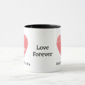 かわいい赤の愛の指紋ハートバレンタイン マグカップ (中央)