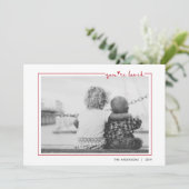 かわいい赤の手書きあなたは愛されたフレームバレンタイン 招待状 (スタンド正面)