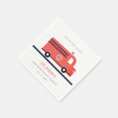 かわいい赤の海軍の消防車のエンジン任意の年齢誕生日 スタンダードカクテルナプキン (角)