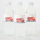 かわいい赤の海軍の消防車のエンジン任意の年齢誕生日 ペットボトルラベル (ボトル)