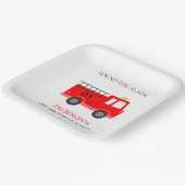 かわいい赤の海軍の消防車のエンジン任意の年齢誕生日 ペーパープレート (傾斜あり)