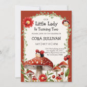 かわいい赤の私たちの小さなラディバグガール誕生日 招待状 (正面)