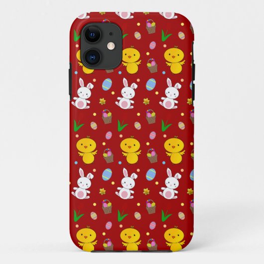 かわいい赤ひよこ卵カゴのイースターパターン Case-Mate iPhoneケース (裏面)