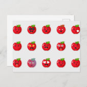 かわいい赤りんごおもしろい顔 ポストカード (正面/裏面)